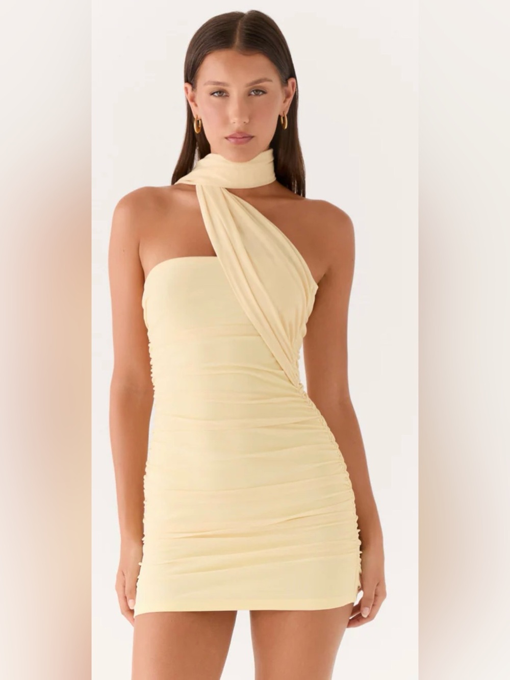 Peppermayo NWY Yellow Breaking News Micro Mini Scarf  Dress